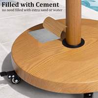 Base de parasol rond populaire avec roues pour extérieur, support décoratif pour piscine et balcon, motif bois, robuste, en béton