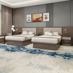 ชุดห้องนอนโรงแรมแพลตฟอร์มเตียงคิงไซส์แบบเดี่ยวพร้อมหัวเตียงและโต๊ะข้างเตียง - Product Image 2