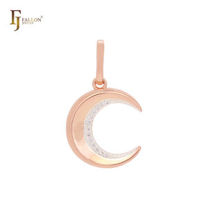 Bijoux FJ Fallon, le grand <span class=keywords><strong>pendentif</strong></span> en forme de <span class=keywords><strong>croissant</strong></span> de lune islamique plaqué or rose, en laiton bicolore - Product Image 1