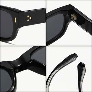 Lunettes de soleil carrées UV400 personnalisées avec logo, style vintage, rivets, branches larges, punk, bicolores, pour hommes et femmes - Product Image 6