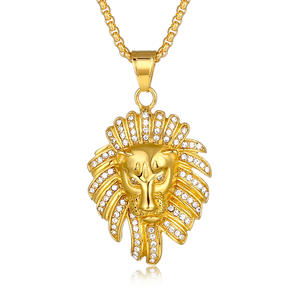 Collier chaîne tête de lion en argent massif, imposant, majestueux, avec zircon cubique, <span class=keywords><strong>bijoux</strong></span> audacieux - Product Image 5