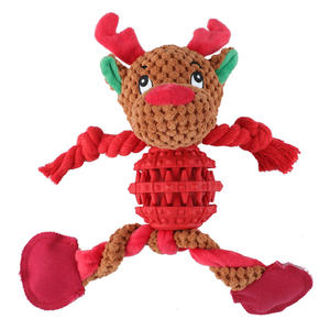 Fabricante al por mayor Navidad alce muñeco de nieve Santa perro cuerda Tpr juguetes de peluche cortos - Product Image 1