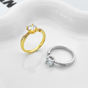 Custom Engagement <b>Rings</b> <b>Cubic</b> <b>Zirconia</b> Brass 18K Gold Plated <b>Rings</b> for Women - Product Image 2