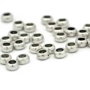 Accessories For Jewelry Making Big Hole Round Spacer Beads Silver Metal Bead Zamak Necklace And Bracelet Jewelry2.5mm.