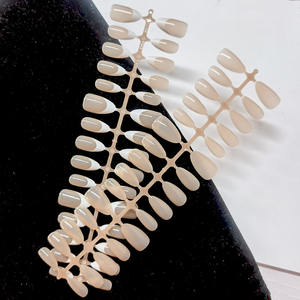 S/<span class=keywords><strong>M</strong></span>/<span class=keywords><strong>M</strong></span> 30 Stuks Franse Nagel Tips Full-Cover Medium Vorm Naakt Basiskleur Kunstnagels Tips Druk Op Nagels Leverancier - Product Image 1