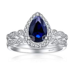 طقم خواتم زفاف عصري للنساء من الفضة الإسترلينية عيار 925 والزركونيا المكعبة مطلي بالروديوم والذهب الوردي عيار 18 قيراط للعرائس - Product Image 2