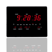 Moderne einseitige LED-Wanduhr ABS Digitaler Kalender Radio mit Temperatur Datum Monat Jahr Tag Anzeige für Wohnzimmer