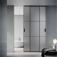 Système de porte coulissante en verre français HDSAFE pour cuisine et bureau moderne avec décoration en alliage d'aluminium, garantie de 3 ans