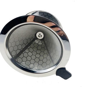 Goutteur de cône de <span class=keywords><strong>café</strong></span> de type nid d'abeille en acier inoxydable 800 double couche 304 mesh tasse en silicone anneau pour filtre - Product Image 3