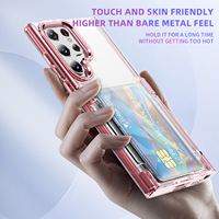 Galaxy S23/S24 Funda protectora de acrílico ultra transparente Flip Business Wallet Tarjetero Soporte Material de PC Modelo a granel Pro Max