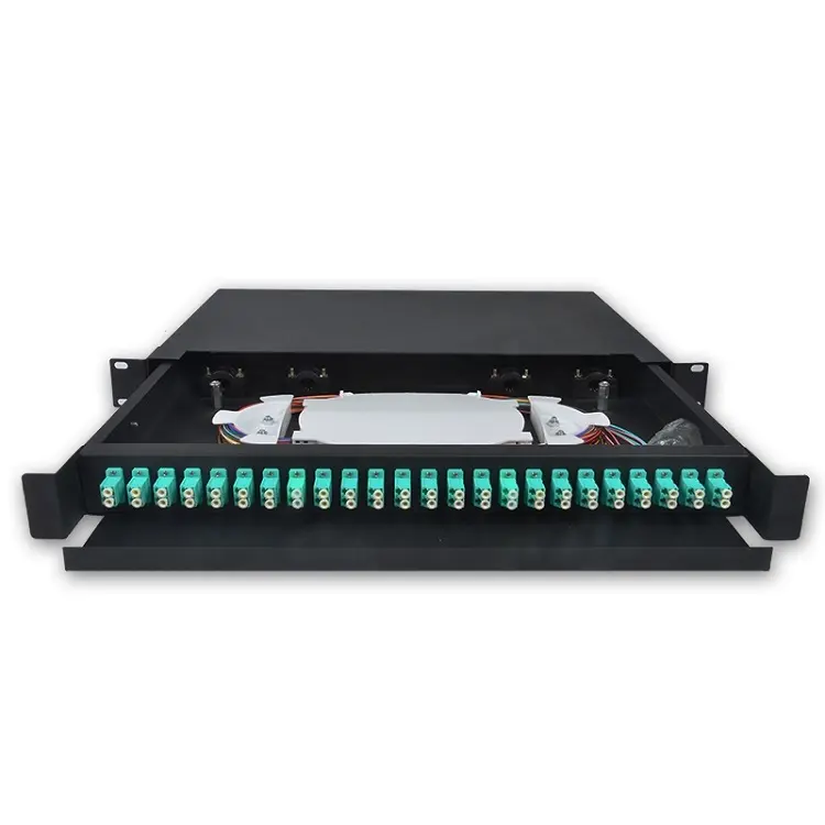 FTTH ODF 24 Ports 48 cœurs OM3 LC UPC 1U fibre optique tiroir tableau de connexions