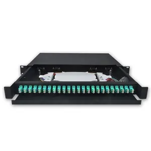 FTTH ODF-panel de parche para cajón de fibra óptica, 24 puertos, 48 núcleos, OM3, LC, UPC 1U