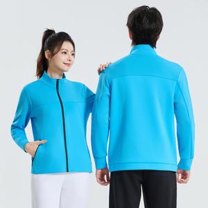Chaqueta Deportiva Azul de Tejido Softshell, Cuello Alto, Cierre Completo, Resistente al Viento, Impermeable y Transpirable, para Correr - Product Image 1