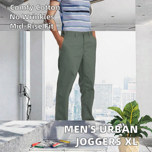 กางเกงวอร์มผู้ชายทรงสลิมฟิตผ้าลูกฟูก ย้อมสีแบบพิเศษ ทรงตรง สวมใส่สบาย ผ้าฝ้ายเนื้อนุ่ม ไม่ยับ เอวกลาง ทรงลำลอง - Product Image 3