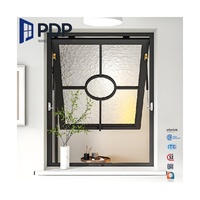 Ventana de Estilo Francés PDP, Semi-Compuesta, Marco Estrecho, Tipo Hopper, Persiana Horizontal de Acero Inoxidable para Sala de Estar o Baño