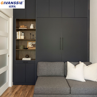 Lit Murphy moderne avec armoire 2 en 1, ensemble de meubles de chambre à coucher, design en bois, gain de place