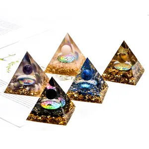 Floating Chakra Ball Gold Color Film Energy Orgone Spiritual Healing Crystals Pyramid