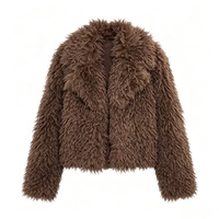 Veste Courte Femme Zeyu en Fausse Fourrure à Revers, Chaude et Moelleuse pour l'Hiver, Manteau Ouvert sur le Devant, Manteaux en Fausse Fourrure Écologiques pour Femme ODM