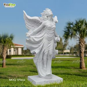 Statua d'Angelo Alato in Marmo Scolpito a Mano su Misura YOUFINE, Grande Scultura da Giardino per Esterni, Vendita all'Ingrosso Azienda Cinese - Product Image 4