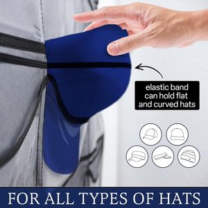Organisateur de chapeaux à 27 poches, support de rangement transparent à suspendre sur la porte pour casquettes de baseball et vêtements - Product Image 4