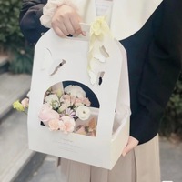 Nouveau panier à fleurs créatif pour la Saint-Valentin, panier à fleurs fait main, boîte d'emballage pour arrangement floral DIY, boîte à gâteau