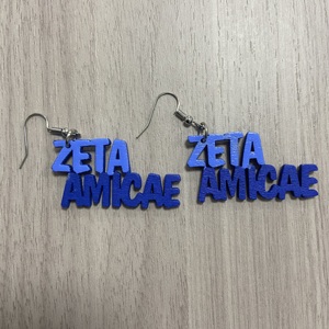 Pendientes de Madera con el Símbolo de Zeta Phi <span class=keywords><strong>Beta</strong></span> en Azul, Negro y Blanco, Hechos <span class=keywords><strong>a</strong></span> Mano en Fábrica, Pendientes de Sororidad Cortados con Láser para Mujer - Product Image 5