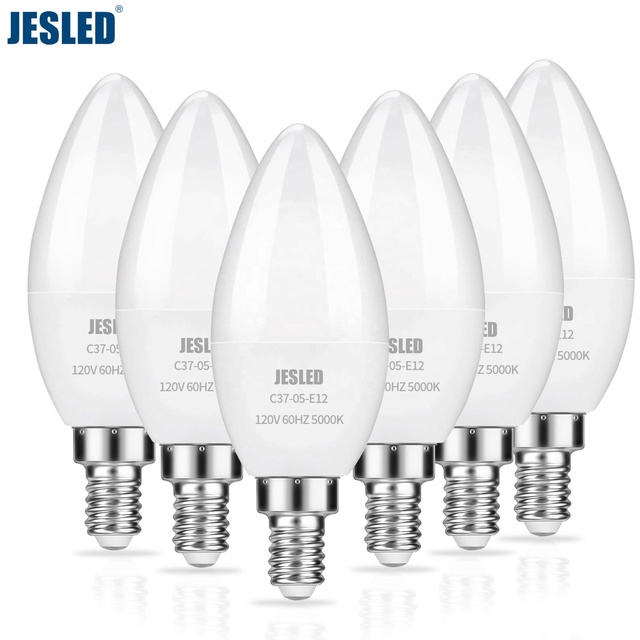 JEDLED 90+ CRI LED Candelabra Bulb E12 E14 E26 E27 B22 Warm White Candle Bulbs 4W 5W 6W 7W CA10 LED Light Bulbs CE ETL Listed