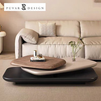 Table basse ovale rotative en bois de style minimaliste italien moderne pour salon, villa, appartement, hôtel, restaurant