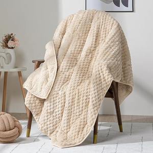 <b>Weighted</b> <b>Blanket</b> Fleece Solid Color Light Yellow Winter Eco-Friendly Adult Heavyweight Bedding Cover - Product Image 1