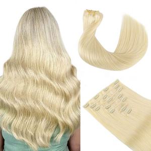 Extensiones de Cabello Humano Ruso 100% Virgen Sin Procesar, con Clip Invisible, Doble Trama, Fáciles de Aplicar y Retirar - Product Image 1