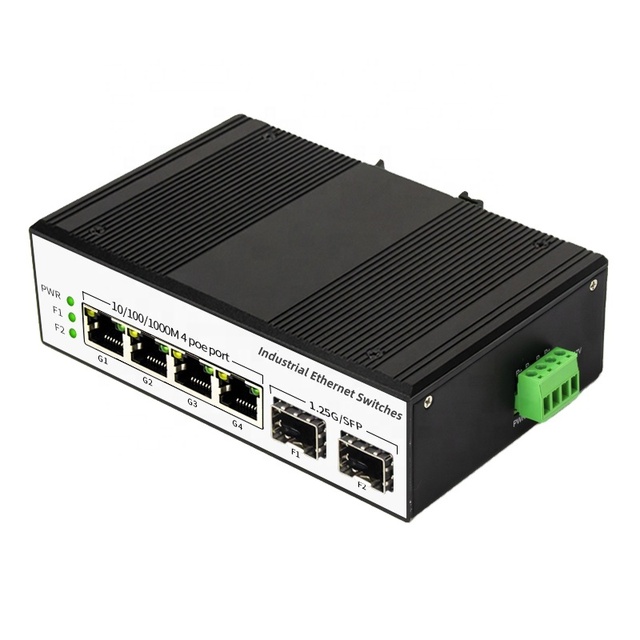 4-port 10//100/1000BASE-TX+2 SFP Industrial Switch Din Rail Type 4RJ45 2SFP Industrial Ethernet Switch