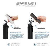 Bouteille d'eau publicitaire 32oz 1000ml en acier inoxydable 304 avec support de téléphone 360°, logo personnalisé, boîte de présentation, approvisionnement en gros