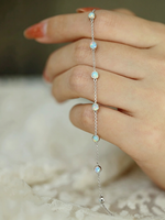 Bracelet en argent sterling 925 plaqué or avec opale pour femme, bracelet chaîne minimaliste et délicat, réglable, bijoux fins, cadeau
