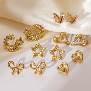 Pendientes de Acero Inoxidable EH288 con Forma de Corazón, Lazo, Estrella y <span class=keywords><strong>Espigas</strong></span> de <span class=keywords><strong>Trigo</strong></span> - Product Image 1