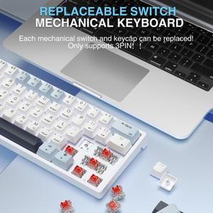 <span class=keywords><strong>Clavier</strong></span> de jeu <span class=keywords><strong>mécanique</strong></span> sans fil et filaire SOLAKAKA SK961 Tri-mode RGB 61 touches, axe <span class=keywords><strong>rouge</strong></span>, prix abordable pour le dropshipping - Product Image 5