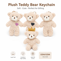 Mini porte-clés en peluche ours en peluche, breloque de sac en peluche douce avec couronne en forme de cœur, cadeau personnalisé OEM en gros