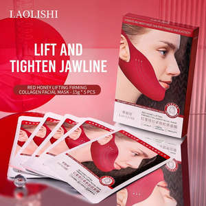 Rote Honig V-Line Lifting Maske Hydrogel Kollagen Doppelkinn-Reduzierer mit Ohrschlaufen Gesichtsstraffende Bandage Anti-Aging Festigende Maske - Product Image 2