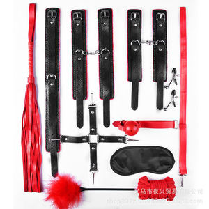 Set de 10 piezas de dispositivos de tortura SM de cuero afelpado, set erótico de bondage de 10 piezas, productos SM para adultos al por mayor para mujeres. - Product Image 1