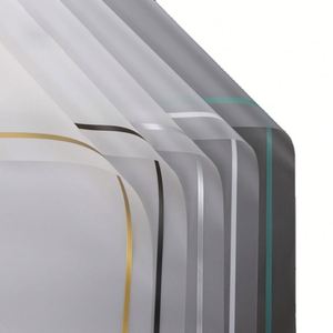 En stock, film plastique semi-transparent 58*58cm pour emballer les fleurs, avec impression de lignes colorées sur le bord - Product Image 1