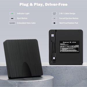 Unidad de <span class=keywords><strong>Blu</strong></span>-<span class=keywords><strong>Ray</strong></span> Externa, Reproductor de <span class=keywords><strong>Blu</strong></span>-<span class=keywords><strong>Ray</strong></span> Portátil, Grabador, Lector, Quemador de CD con Puerto USB 3.0 Tipo C, <span class=keywords><strong>DVD</strong></span> y CD-ROM +/-RW BD - Product Image 2