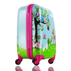 Carrito de viaje con carcasa dura de ABS con dibujos animados, equipaje para niños con mochila