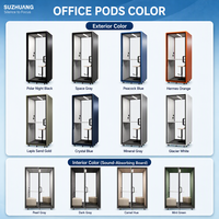 Cabine de bureau insonorisée mobile taille L, cabine de réunion acoustique modulaire pour 2 à 4 personnes avec ventilation réglable et éclairage LED