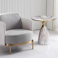 XTCFZ-009 Moderne Gold-Edelstahlbeine Marmorplatte runder Wohnzimmer-Haushaltsmöbel Luxus Seiten-Center Couchtisch
