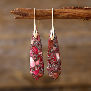 Geometric Natural Stone Drop Earrings For Women Party Jewelry <b>Light</b> Luxury Bohemian Style Teardrop Shape - Product Image 4