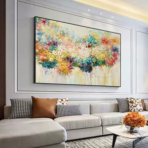 Pinturas Acrílicas Decorativas para Pared, Arte Abstracto Floral, Pintura Acrílica al Óleo sobre Lienzo, Decoración Elegante para Sala de Estar, Z-260128-02, Personalizable - Product Image 5