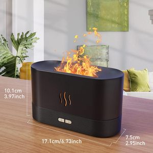 Essential Oil USB Ultrasonic Flame Humidifier Humidistat Plastic Construction Led Colorful <b>Fire</b> Flame Aroma Oil Household Hotel - Product Image 3