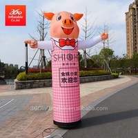 Danseur de bienvenue de cochon gonflable de dessin animé, bras extérieur, danseur d'air ondulé, publicitaire, danseur de ciel de cochon de dessin animé gonflable