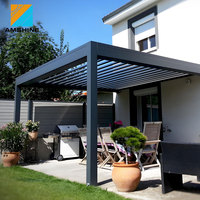 Pergola en aluminium AMS, pergola moderne à lames orientables, pergola bioclimatique, toit motorisé résistant à la pluie, système de pergola