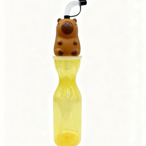 Kapibara Şeklinde Çocuk Bardağı 473 ml Sevimli Hayvan Karikatür Tek Kullanımlık Plastik Bardak Pipetli, Çocuklar İçin Benzersiz Doğum Günü Hediyesi - Product Image 6