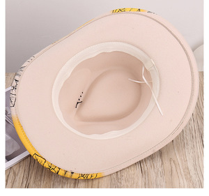 Chapeau de <span class=keywords><strong>cowboy</strong></span> occidental pour hommes et femmes, design original, accessoires en plumes, chapeaux Fedora imprimés en laine, chapeau de <span class=keywords><strong>cowboy</strong></span> de fête - Product Image 6